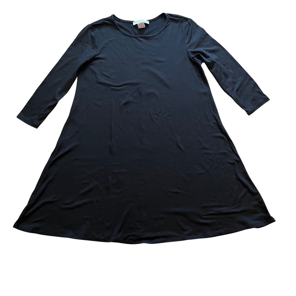 Jamie & Layla Black Long Sleeve Swing Dress A-Line Crew Neck Mini Dress